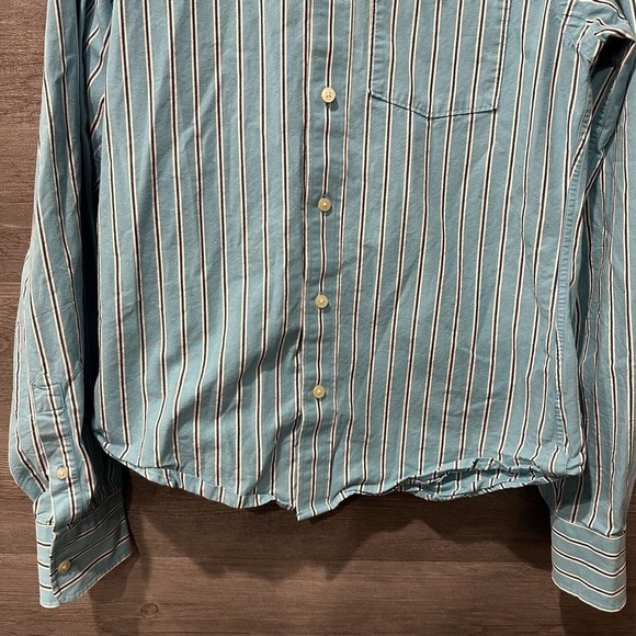Vintage Hollister Mens Medium Blue White Striped Long Sleeve Button Up Y2K - Picture 3 of 7